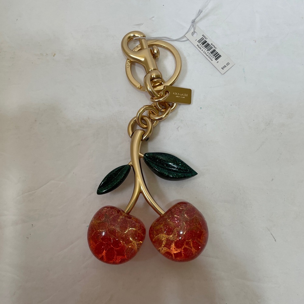 NEW WITH TAGS COACH SIGNATURE CHERRY BAG CHARM PINK